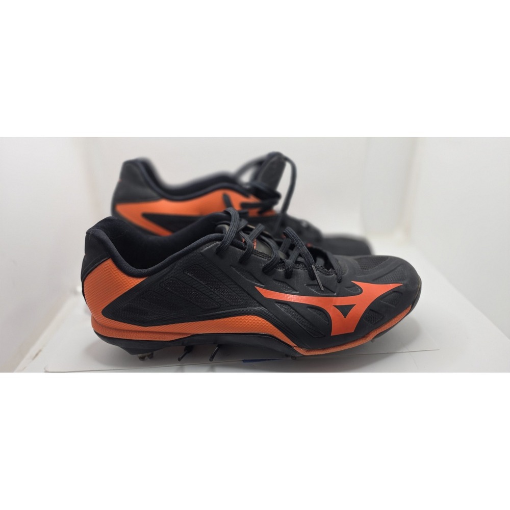 Mizuno Mens Heist IQ Black/Orange Baseball Low Top Cleats Shoes 11.5